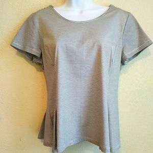 Ann Taylor Striped Black White Blouse M NWOT